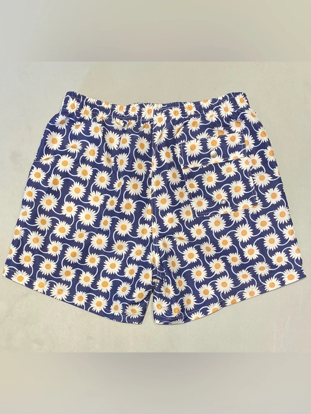 Bather Swim Trunk, Navy Radial Flower, size XL